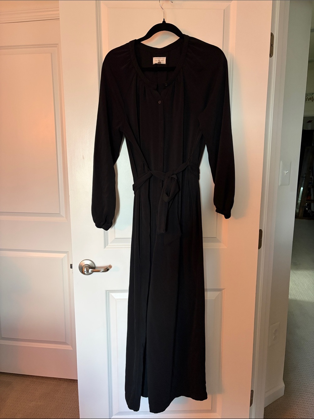 Lou & Grey Black Long Sleeve Jumpsuit with Tie Waist